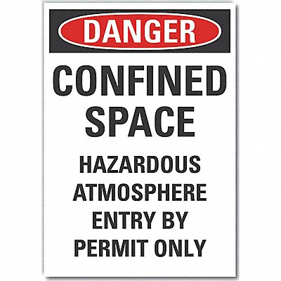 Confined Space Danger Rflctv Labl 10x7in