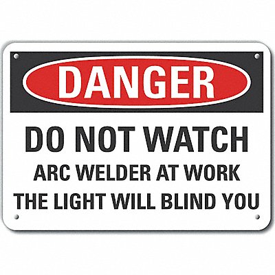 Alum Welding Danger Sign 7x10in Alum