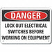 Alum Lockout Tagout Danger Sign 10x14in