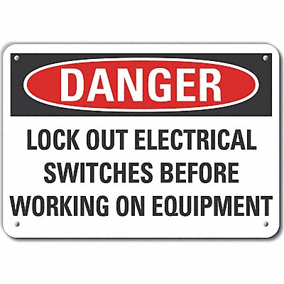 Lockout Tagout Danger Sign 7x10in Plastc