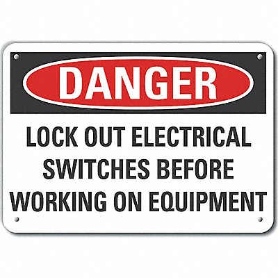 Rflct Lockout Tagout Danger Sign 10x14in