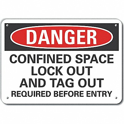 Confined Space Danger Sign 7x10in Plastc