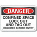 Confined Space Danger Sign 10x14in Alum