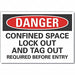 Confined Space DangerLbl 3.5x5in Polyest