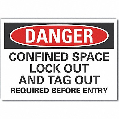 Confined Space Danger Labl 5x7in Polyest