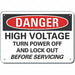 High Voltage Danger Sign 7inx10in Plastc
