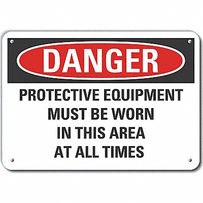 Alum PPE Danger Sign 7x10in Alum