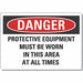 PPE Danger Rflct Label 10 in x 14 in