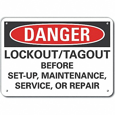 Lockout Tagout Danger Sign 10x14in Plstc