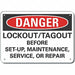 Rflctv Lockout Tagout DangerSign 10x14in