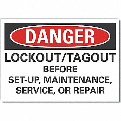 Lockout Tagout Danger Lbl 7x10in Polyest