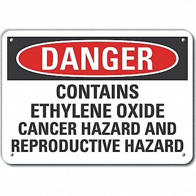Ethylene Oxide Danger Sign 10x14in Plstc