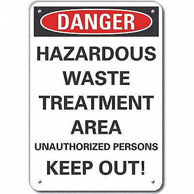 Hzrdous Waste Danger Sign 14x10in Plstc