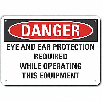 Alum Eye Ear Danger Sign 10x14in Alum