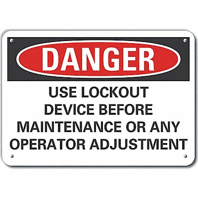 Alum Lockout Tagout Danger Sign 7x10in