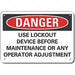 Rflct Lockout Tagout Danger Sign 10x14in