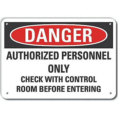 Alum Auth Personnel Danger Sign 7x10in