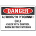 Auth Person Danger Label 3.5in x 5in