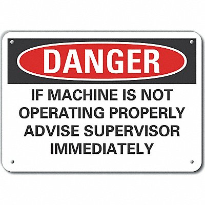 Alum Mach Operation Danger Sign 7x10in