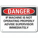 Rflct Mach Operation Danger Sign 10x14in