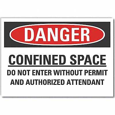 Confined Space Danger Lbl 7x10in Polyest