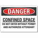 Confined Space DangerLbl 3.5x5in Polyest