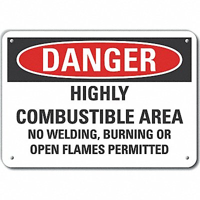 Rflct Combustbl Area Danger Sign 7x10in