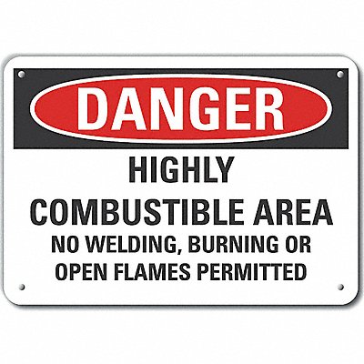 Combust Area Danger Sign 10inx14in Alum