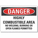 Combustible Area Danger Rflct Lbl 5x7in