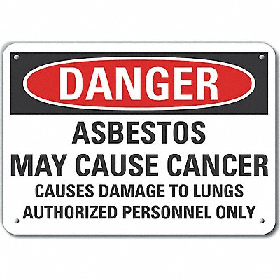 Asbestos Danger Sign 7x10in Plastic