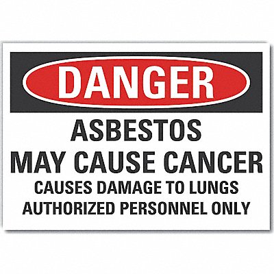 Asbestos Danger Label 3.5x5in Polyester