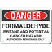 Formaldehyde Danger Sign 10inx14in Alum