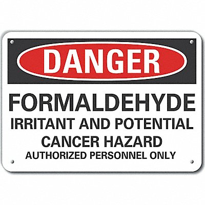 Alum Formaldehyde Danger Sign 7x10in