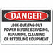 Rflct Lockout Tagout Danger Sign 7x10in