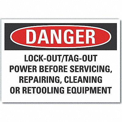 Lockout Tagout Danger Rflct Lbl 7x10in