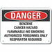 Benzene Danger Sign 10inx14in Aluminum