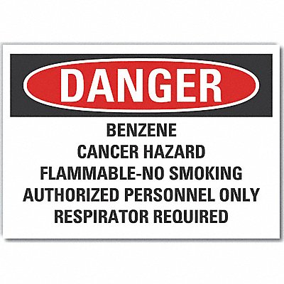 Benzene Danger Label 10 in x 14 in