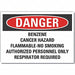 Benzene Danger Label 10 in x 14 in