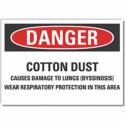 Cotton Dust Danger Rflct Lbl 3.5inx5in
