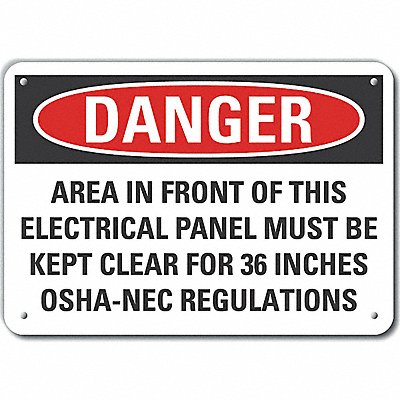 Alum Electrcal Panel Danger Sign 10x14in