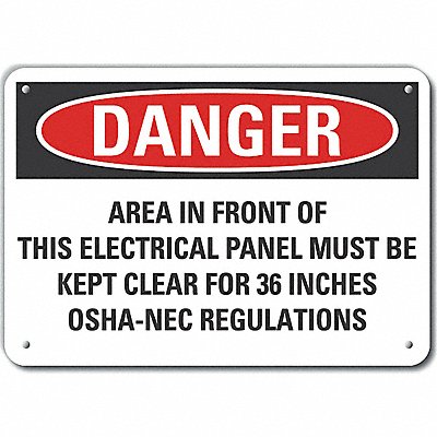 Alum Electrical Panel Danger Sign 7x10in