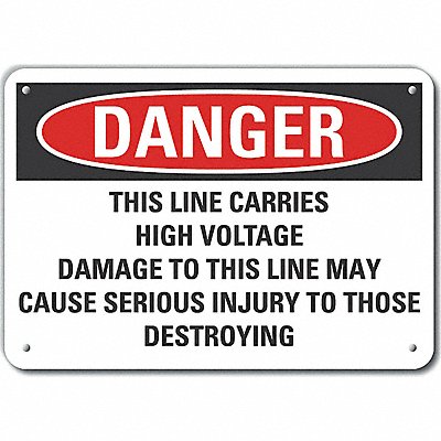 Rflct High Voltage Danger Sign 7x10in