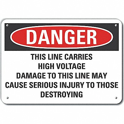 High Voltage Danger Sign 10x14in Plastic
