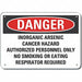 Inorganic Arsenic Danger Sign 10x14in
