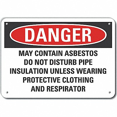 Rflct Asbestos Danger Sign 7x10in Alum