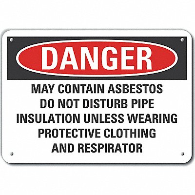 Asbestos Danger Sign 10x14in Plastic