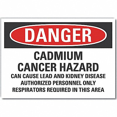 Cadmium Danger Rflct Label 3.5in x 5in