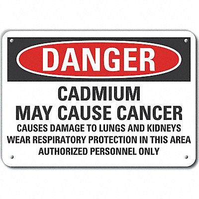 Cadmium Danger Sign 10x14in Plastic