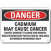 Rflct Cadmium Danger Sign 7x10in Alum