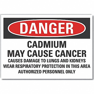 Cadmium Danger Label 3.5x5in Polyester